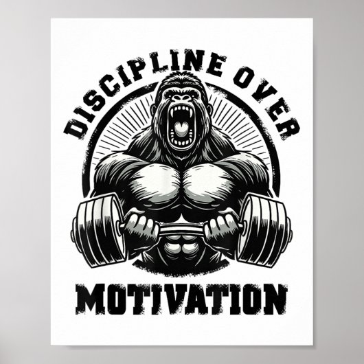 Discipline Over Motivation Weightlift Gym Quotes G ポスター (正面)