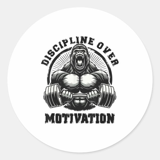 Discipline Over Motivation Weightlift Gym Quotes G ラウンドシール (正面)