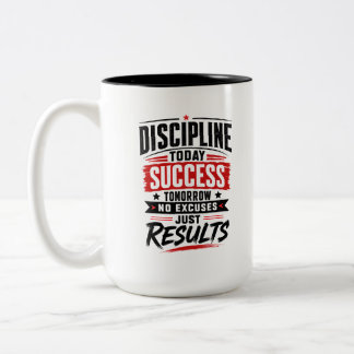Discipline Today Success Tomorrow – モチベーションT ツートーンマグカップ
