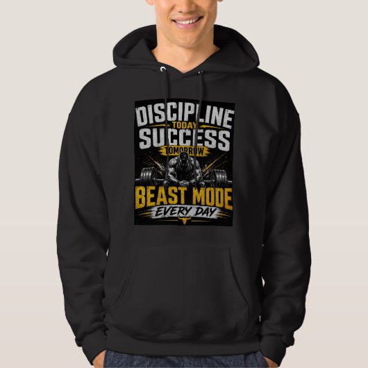Discipline Today Success Tomorrow – Beast Mode Gym パーカ (正面)