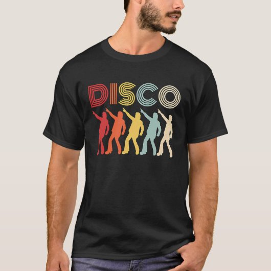 Discoをテーマにしたパーティー70sレトロヴィンテージ70s踊り Tシャツ (正面)