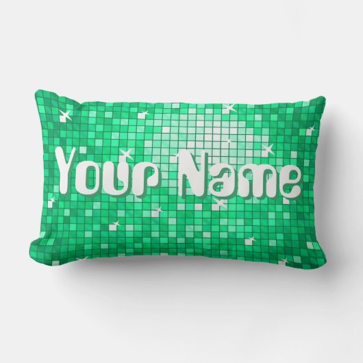 Discoタイル緑の'名前'装飾用クッションバー ランバークッション (正面)