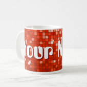 Discoタイル赤い「あなたの名前」マグカップ コーヒーマグカップ (正面左)