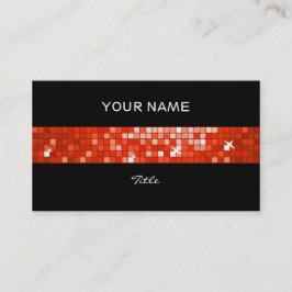 Discoタイル赤タイルストライプ黒バック 名刺