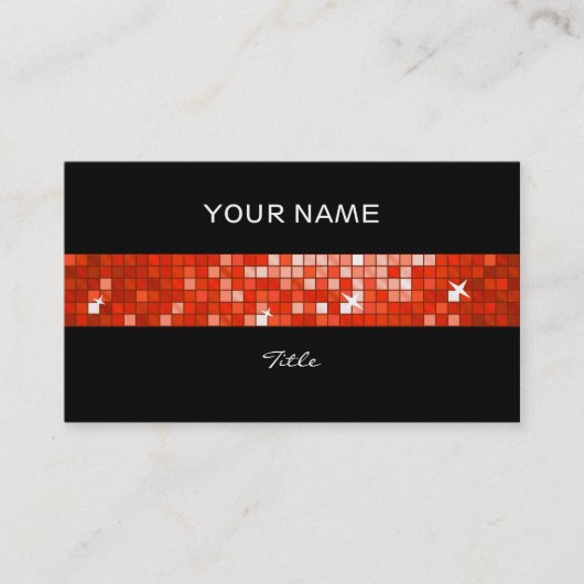 Discoタイル赤タイルストライプ黒バック 名刺 (正面)