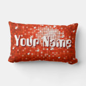 Discoタイル赤'名前'装飾用クッションバー ランバークッション (裏面)