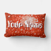 Discoタイル赤'名前'装飾用クッションバー ランバークッション (正面)