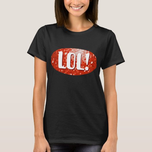 Discoタイル赤'LOL!' Tシャツ黒 Tシャツ (正面)