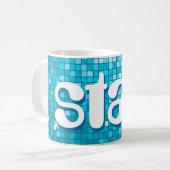 Discoタイル青'スター'マグカップ コーヒーマグカップ (正面左)