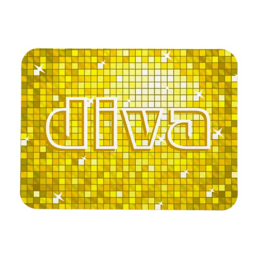Discoタイル黄色'diva'プレミアムマグネット マグネット (横)