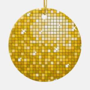Discoタイル「金ゴールド」オーナメントラウンド セラミックオーナメント