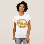 Discoタイル"金ゴールド" 'ディスコママ'小柄ホワイト tシャツ (正面フル)