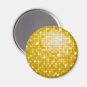 Discoタイル「金ゴールド」冷蔵庫用マグネットラウンド マグネット (正面/裏面)