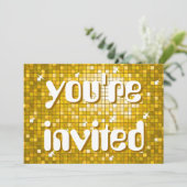 Discoタイル"金ゴールド" '招待されました'アメリア文字 招待状 (スタンド正面)