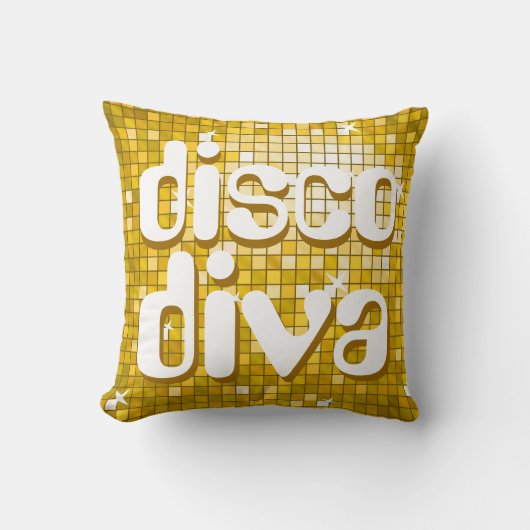 Discoタイル"金ゴールド" 'disco diva'装飾用クッション クッション (正面)