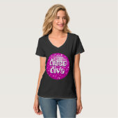 DiscoタイルPink 'disco diva' vネックTシャツ Tシャツ (正面フル)