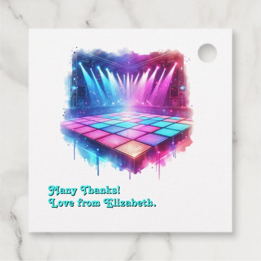 Discoネオンポップコーン誕生日パーティー フェイバータグ (裏面)