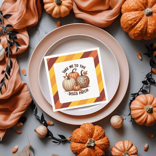 Discoパッチの水彩秋に連れて行く スタンダードカクテルナプキン