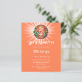 Discoパーティーコーラルオレンジの誕生日の招待 (スタンド正面)