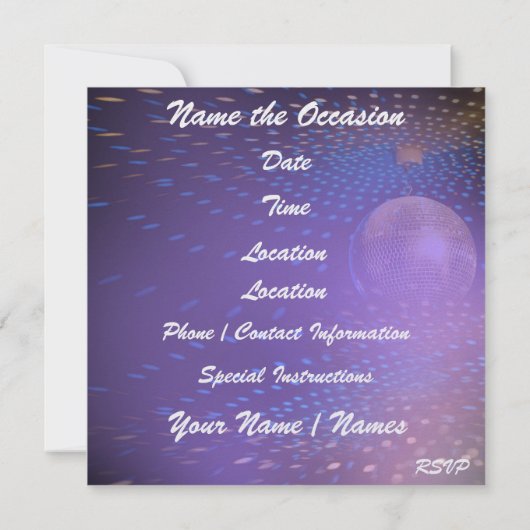 DISCOパーティー- SRF 招待状 (裏面)