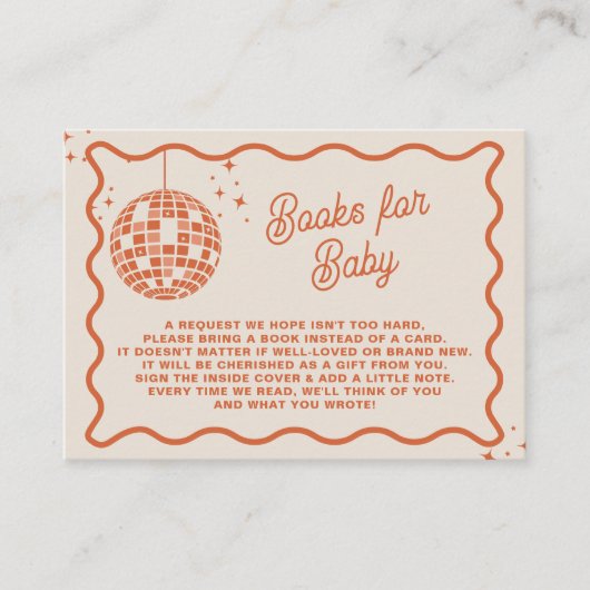 DiscoベビーGroovy Baby Showerブックリクエスト エンクロージャーカード (正面)