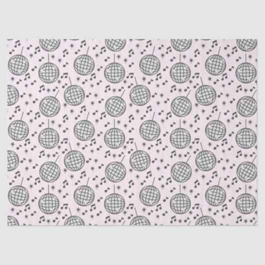 Discoボールと音楽ノートのパターン 薄葉紙 (正面)