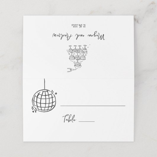 DIscoボールシャンパンタ結婚ワー座席表 プレイスカード (外部開封)