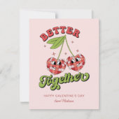 Discoボールバレンタインのさくらんぼを一緒に楽しむ カード (正面)