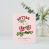 Discoボールバレンタインのさくらんぼを一緒に楽しむ ポストカード (スタンド正面)