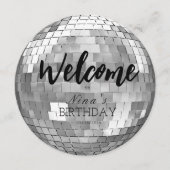 Discoボール私の誕生日パーティテーブルカードへようこそ メニュー (正面)