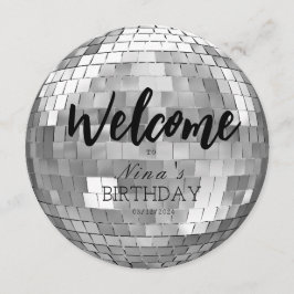 Discoボール私の誕生日パーティテーブルカードへようこそ メニュー