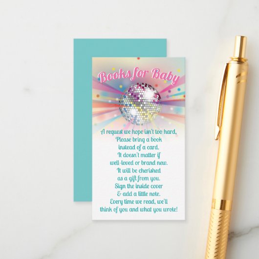 Discoボール赤ちゃんシャワーブックベビーカード エンクロージャーカード (正面/裏面インサイチュ)