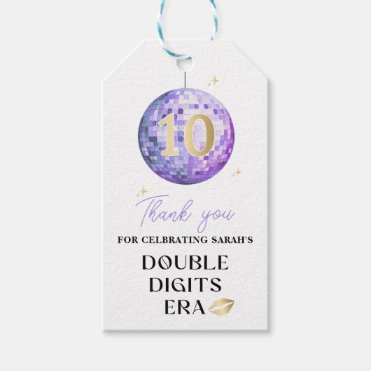 Disco私の2桁の時代の誕生日パーティーの好意で ギフトタグ (正面)