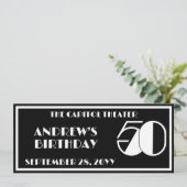 Disco 50誕生日マーキーチケット白黒 招待状 (スタンド正面)