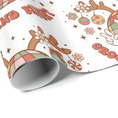 Disco 70sレトロGroovyと明るいクリスマス ラッピングペーパー (ロールコーナー)