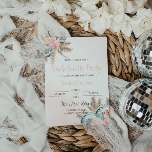 Disco Bachelorette Party Invitation Bohemian Disco 招待状