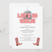 Disco Bachelorette Weekend Cow Girl Boots 招待状 (正面/裏面)