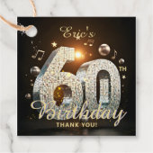 Disco Ball 70s Music 60th Birthday Party Thank You フェイバータグ (正面)
