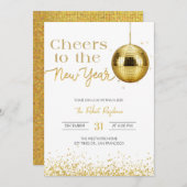 Disco ball cheers New Year's  Party  招待状 (正面/裏面)