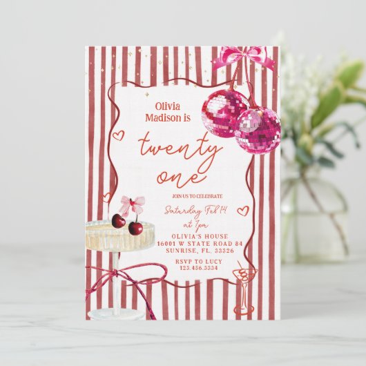 Disco Ball Cherry Cocktail Party 招待状 (スタンド正面)