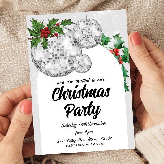 Disco Ball Christmas Party  招待状