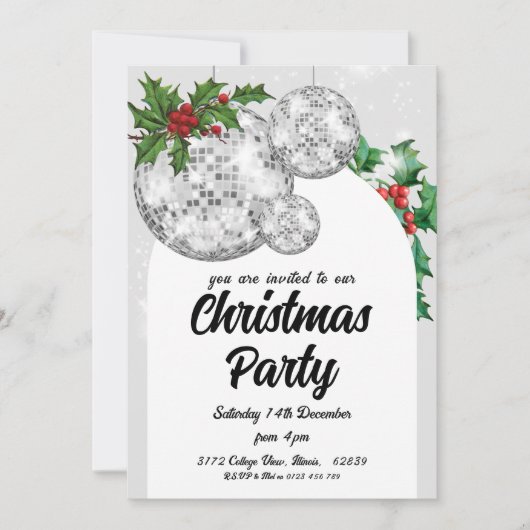 Disco Ball Christmas Party  招待状 (正面)