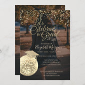 Disco Ball Confetti Graduation Photo 招待状 (正面/裏面)