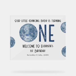 Disco Ball First Year 1st Birthday Party アクリルサイン