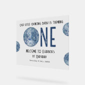 Disco Ball First Year 1st Birthday Party アクリルサイン (傾斜)