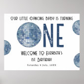 Disco Ball First Year 1st Birthday Party ポスター (正面)