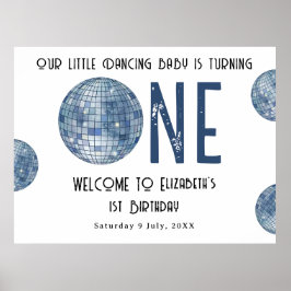 Disco Ball First Year 1st Birthday Party ポスター