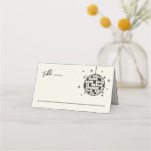 Disco Ball Hand Drawn Wedding プレイスカード (正面)