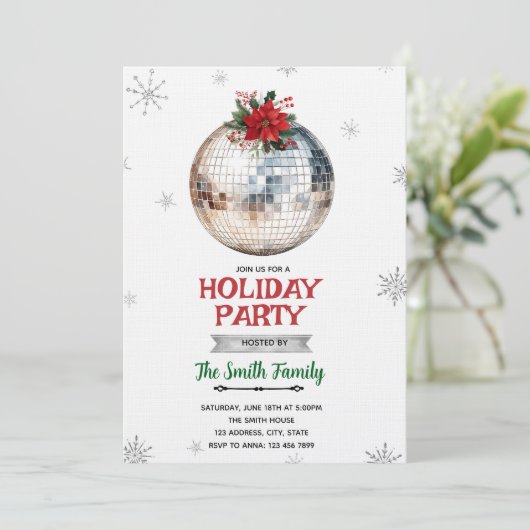Disco Ball Holiday Party Invitation 招待状 (スタンド正面)