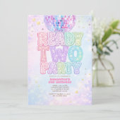 Disco Ball Pastel Rainbow Toddler Birthday Party  招待状 (スタンド正面)